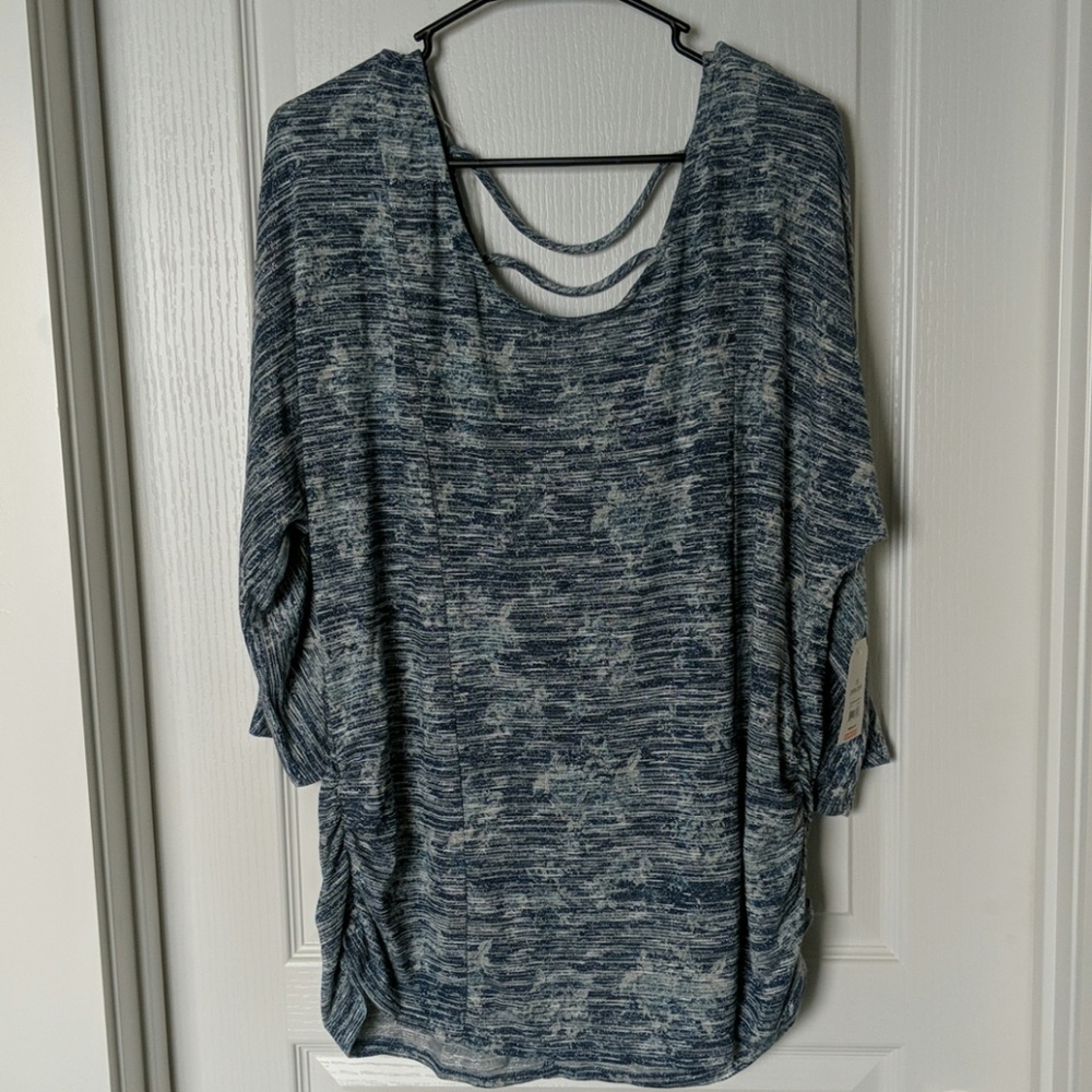 Sparkly Blue and Tan Blouse